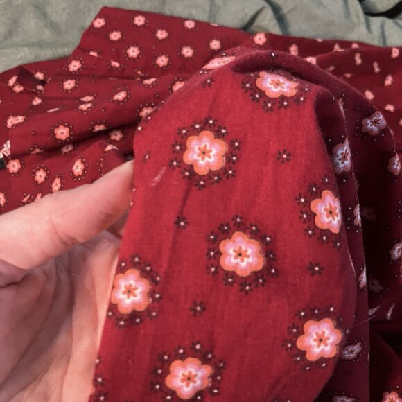 Vintage Handmade Prairie Dress Bonnet Historical Reenactment Calico Red Pioneer - Picture 13 of 13